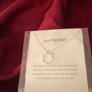Silver purrfection cat necklace